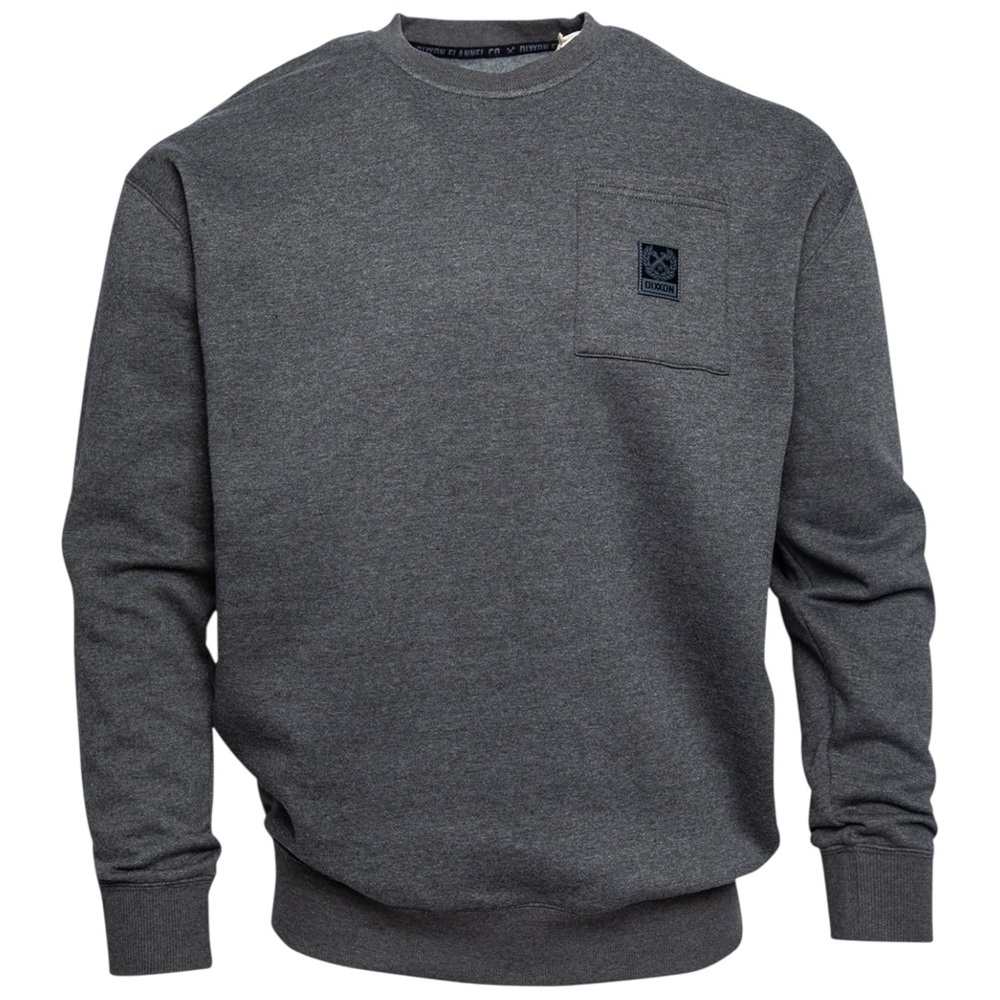 Dixxon Flannel Co. Pocket Crewneck Fleece Sweatshirt Mens XXL Heathered Charcoal